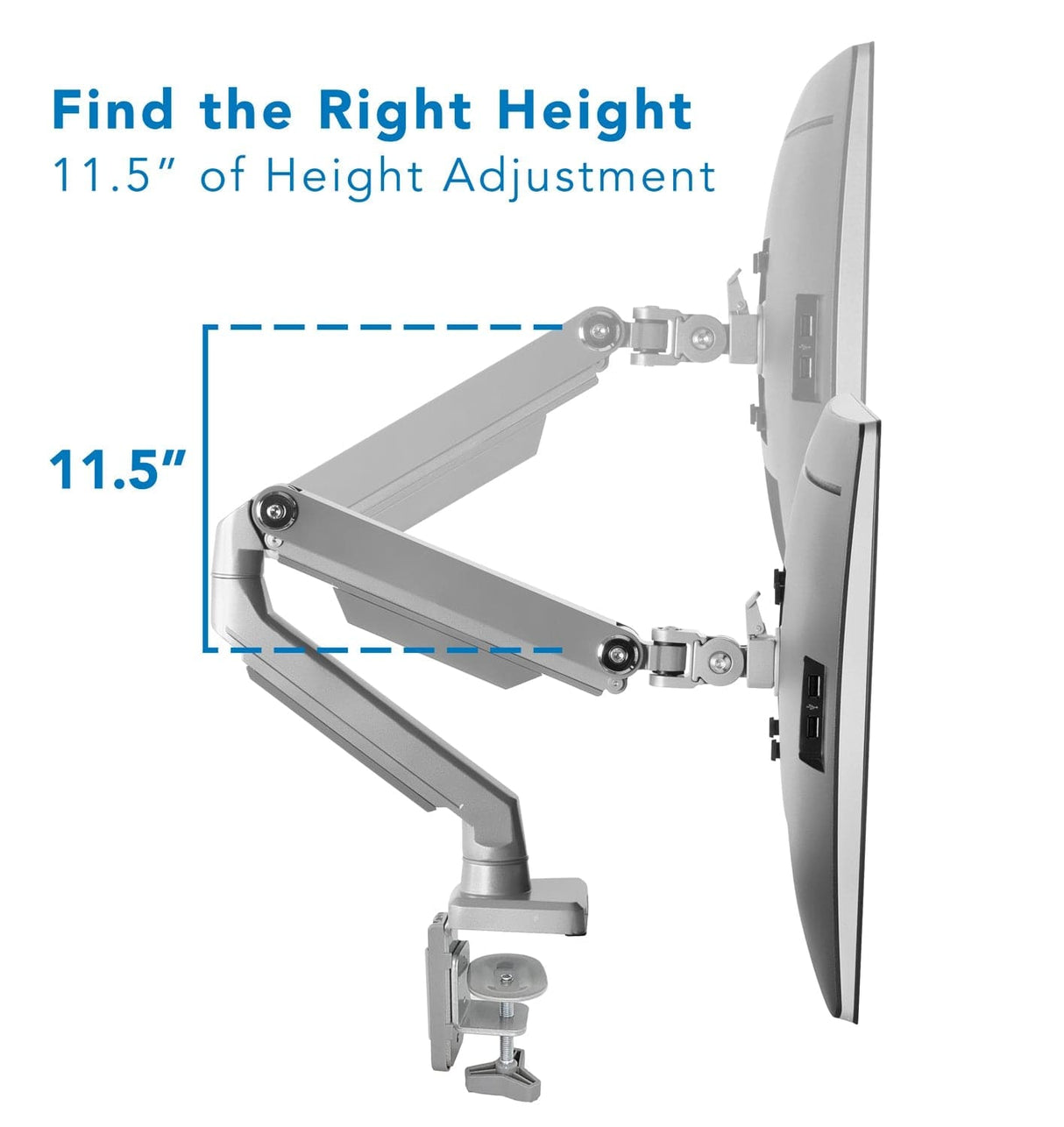 Silver Monitor Mount - Single Monitor Desk Mount - Mount-It! - MI-2761