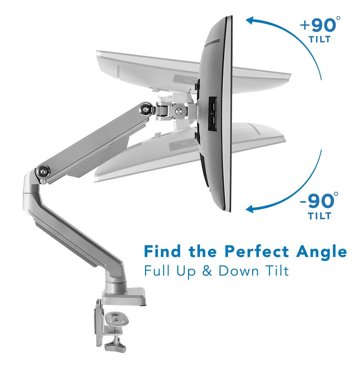 Silver Monitor Mount - Single Monitor Desk Mount - Mount-It! - MI-2761