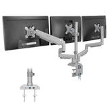 Silver Monitor Mount - Triple Monitor Desk Mount w/ USB, USB-C & Audio Ports - Mount-It! - MI-2753