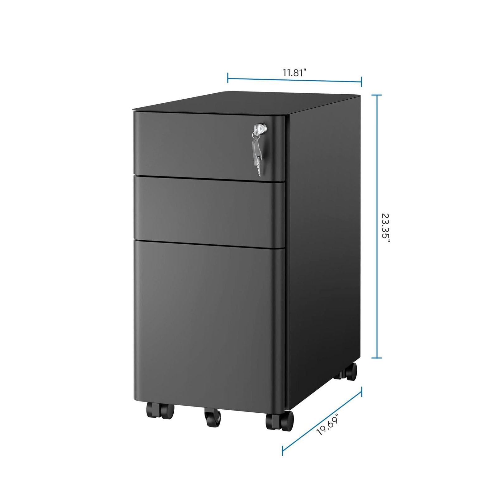 Slim Rolling File Cabinet with 3 Drawers Mount It