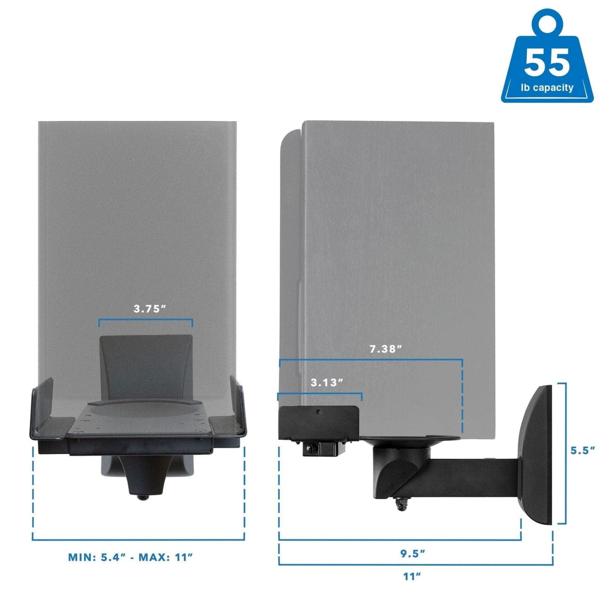 Speaker Mount - Speaker Wall Mounts w/ Sliding Clamps (pair) - Mount-It! - MI-SB37