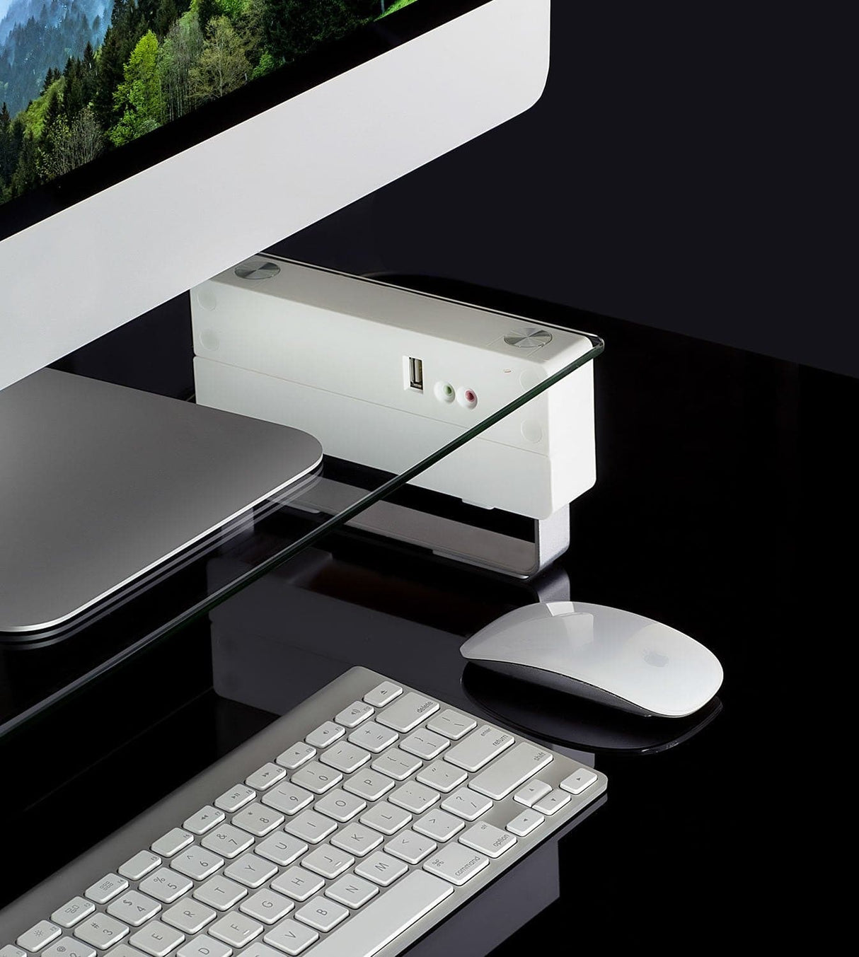 Monitor Risers - Tempered Glass & Aluminum Monitor Stand with USB - Mount-It! - MI-7265