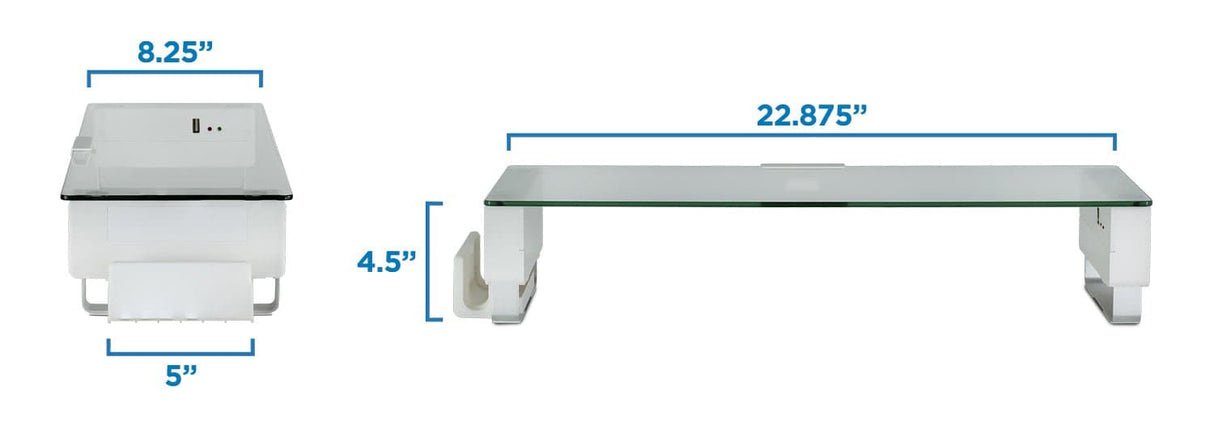 Monitor Risers - Tempered Glass & Aluminum Monitor Stand with USB - Mount-It! - MI-7265