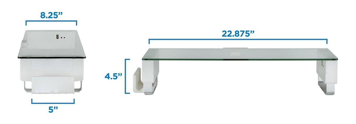 Monitor Risers - Tempered Glass & Aluminum Monitor Stand with USB - Mount-It! - MI-7266