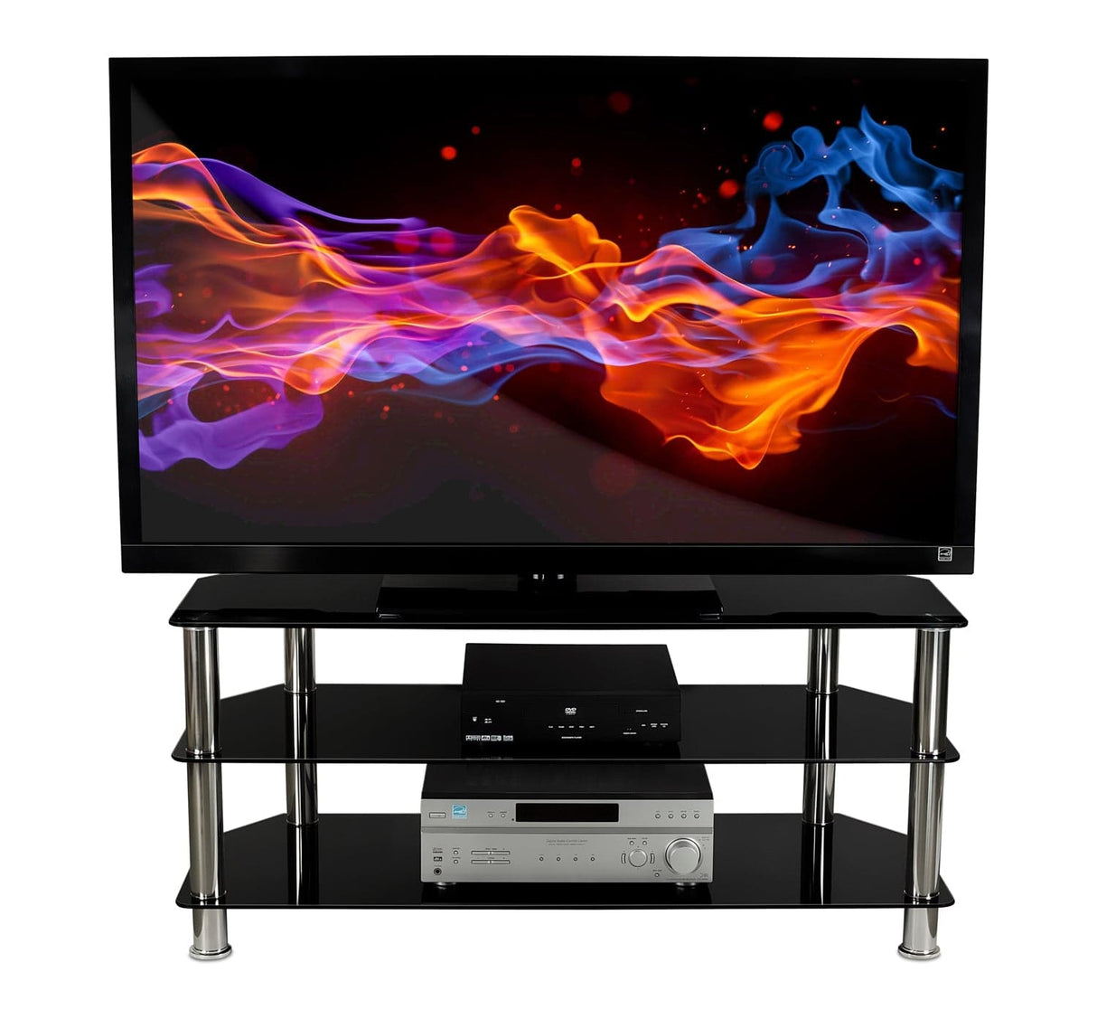 TV Stand - Three Tempered Glass Shelf TV Stand - Mount-It! - MI-880