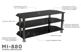 TV Stand - Three Tempered Glass Shelf TV Stand - Mount-It! - MI-880