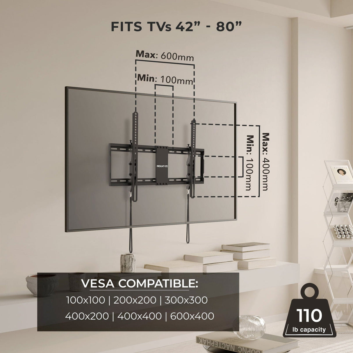 TV Mount - Tilting TV Wall Mount - Fits 42" - 80" TVs - Mount-It! - MI-311