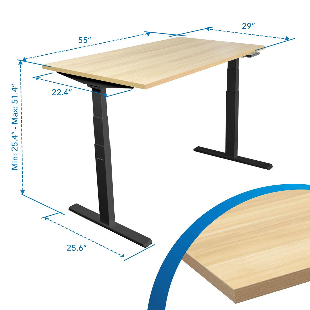 Standing Desk - Ultimate Dual Motor Electric Standing Desk with 55" Tabletop - Black Base - Mount-It! -