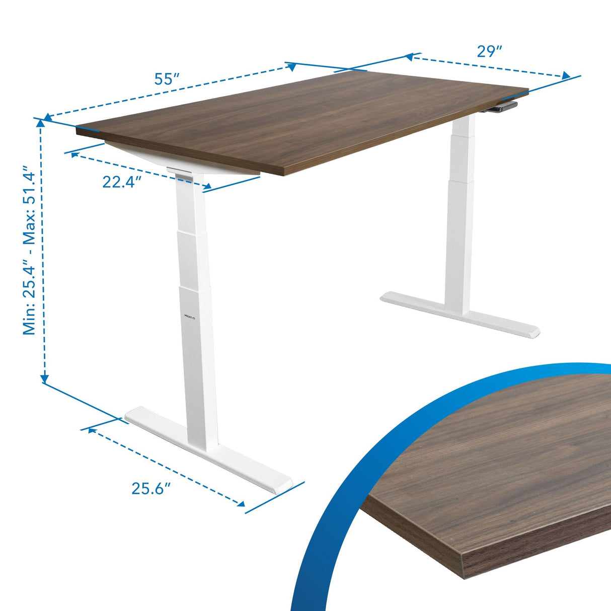 Standing Desk - Ultimate Dual Motor Electric Standing Desk with 55" Tabletop - White Base - Mount-It! -