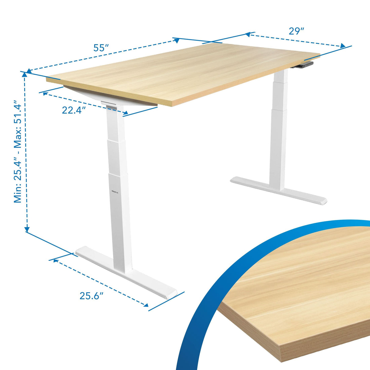 Standing Desk - Ultimate Dual Motor Electric Standing Desk with 55" Tabletop - White Base - Mount-It! -