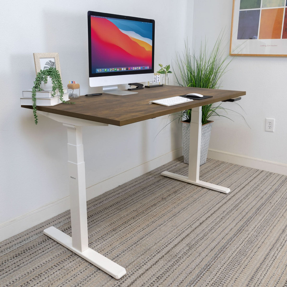 Standing Desk - Ultimate Dual Motor Electric Standing Desk with 55" Tabletop - White Base - Mount-It! -