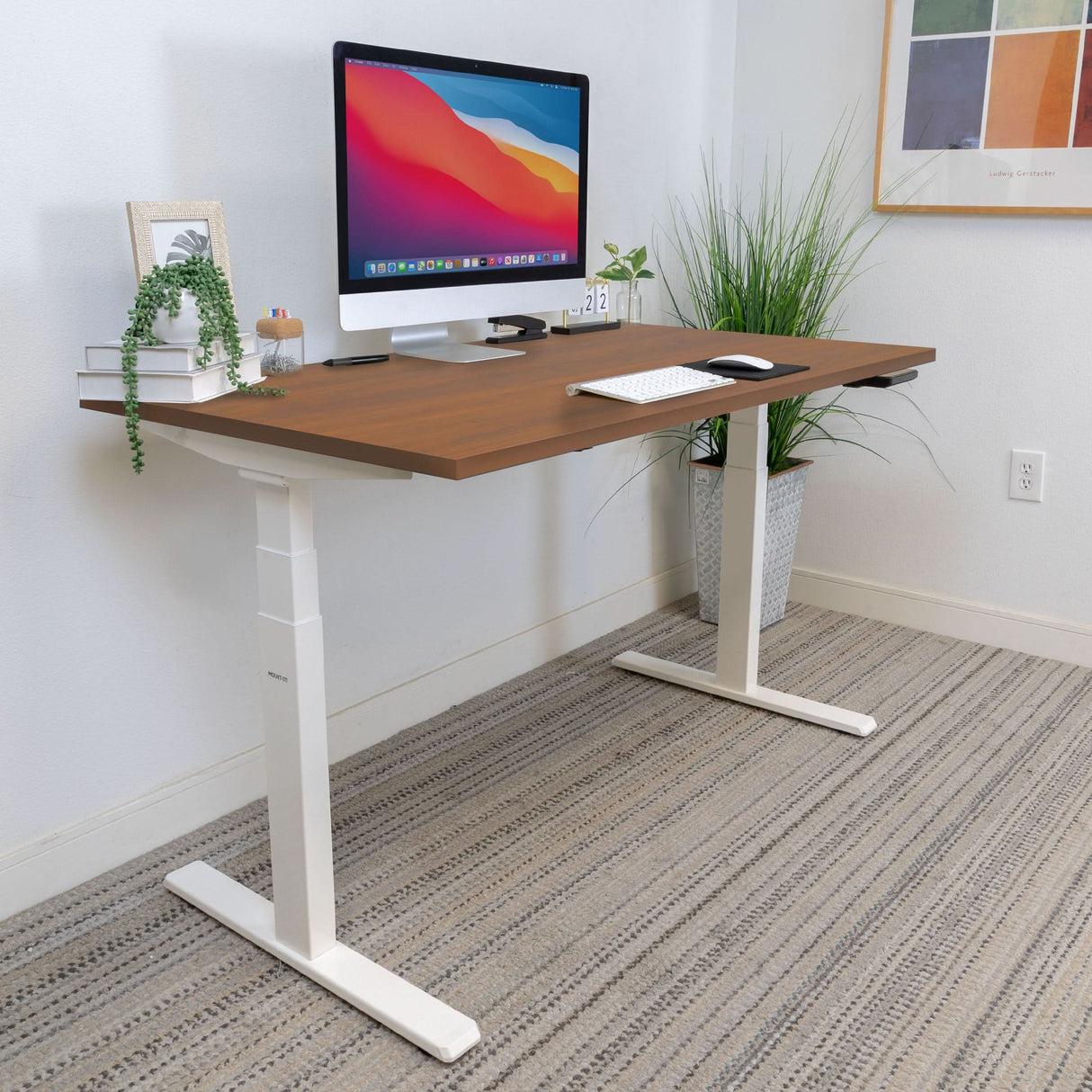 Standing Desk - Ultimate Dual Motor Electric Standing Desk with 55" Tabletop - White Base - Mount-It! -