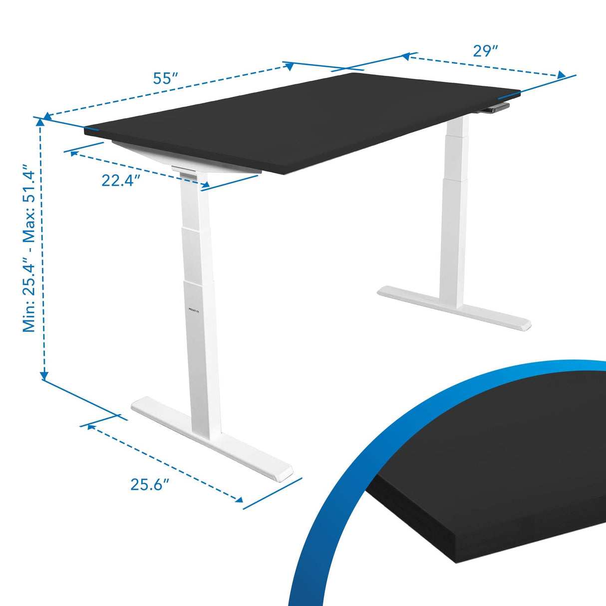 Standing Desk - Ultimate Dual Motor Electric Standing Desk with 55" Tabletop - White Base - Mount-It! -