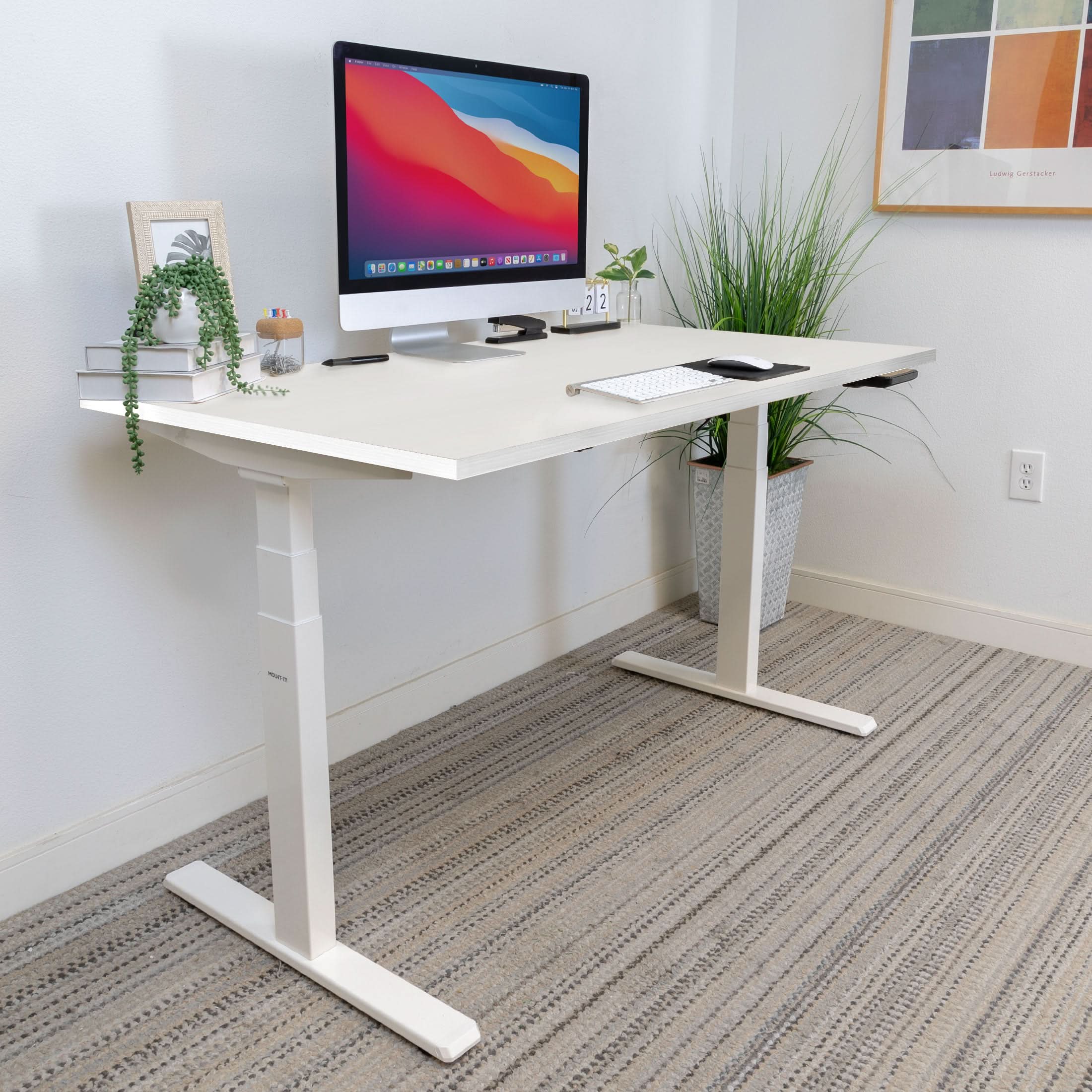 Ultimate Dual Motor Electric Standing Desk with 55 Tabletop White B Mount It