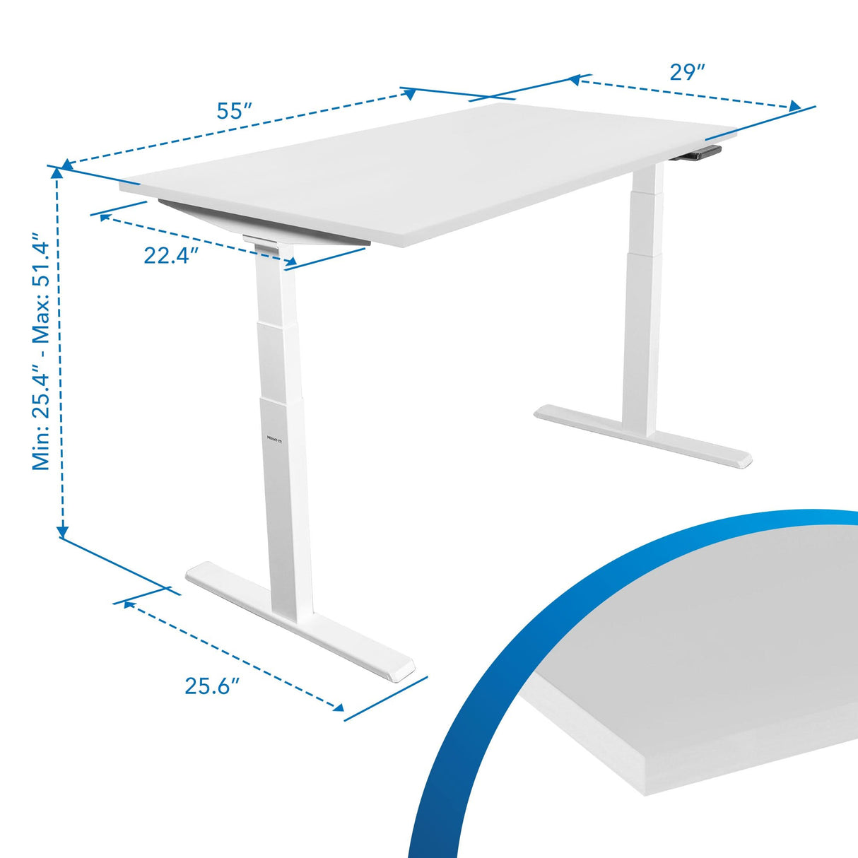 Standing Desk - Ultimate Dual Motor Electric Standing Desk with 55" Tabletop - White Base - Mount-It! -