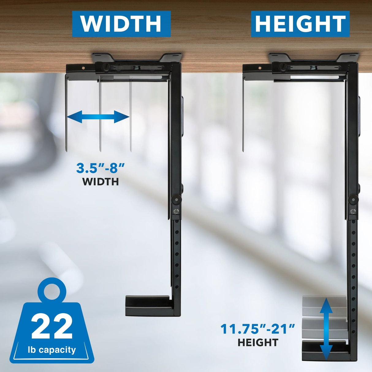 CPU Holder - Under Desk CPU / Computer Tower Mount - Mount-It! - MI-7150