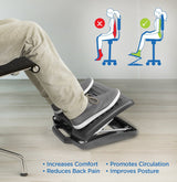 Footrests - Under Desk Footrest, Adjustable Height/Angle and Massaging Rollers - Mount-It! - MI-7808