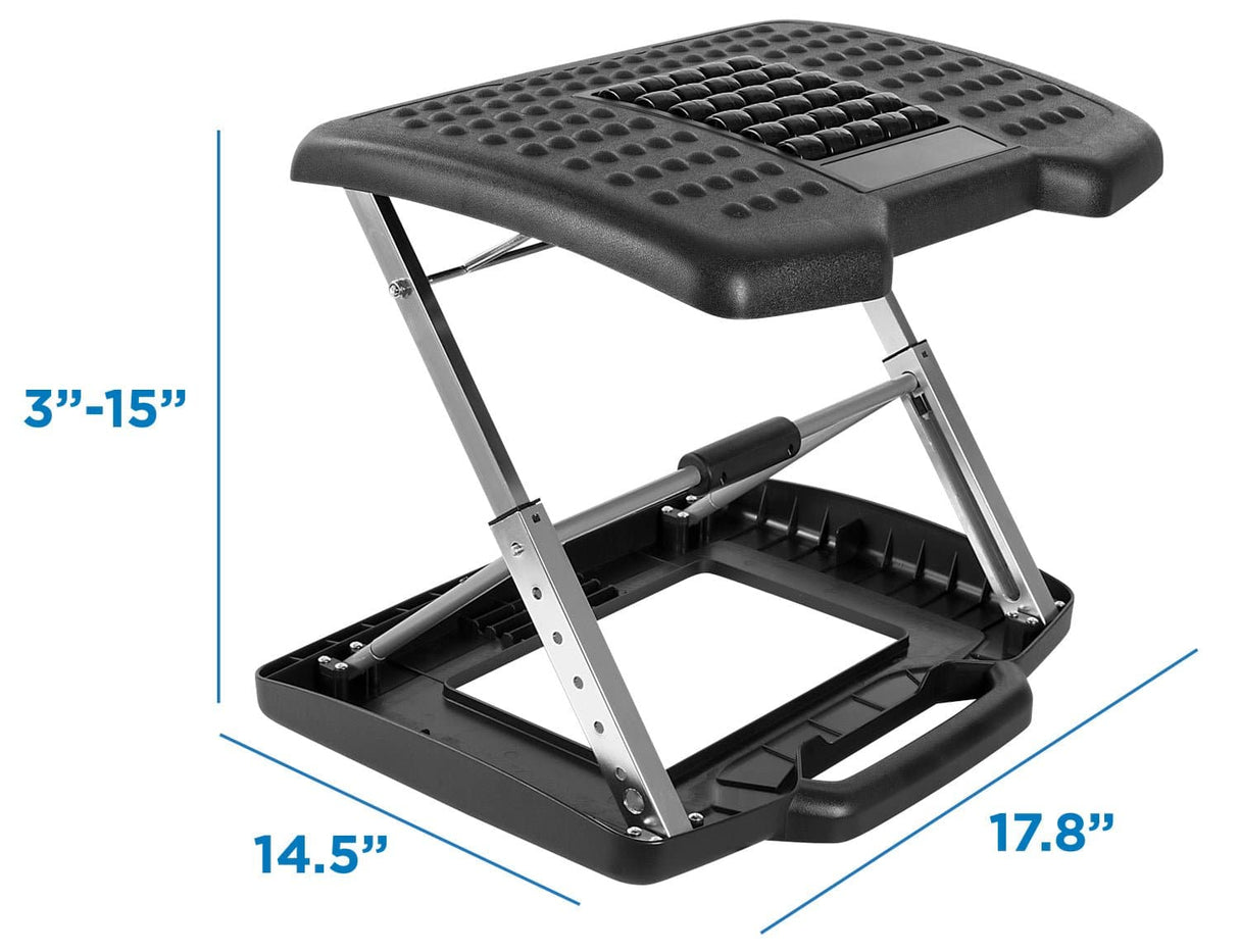 Footrests - Under Desk Footrest, Adjustable Height/Angle and Massaging Rollers - Mount-It! - MI-7808