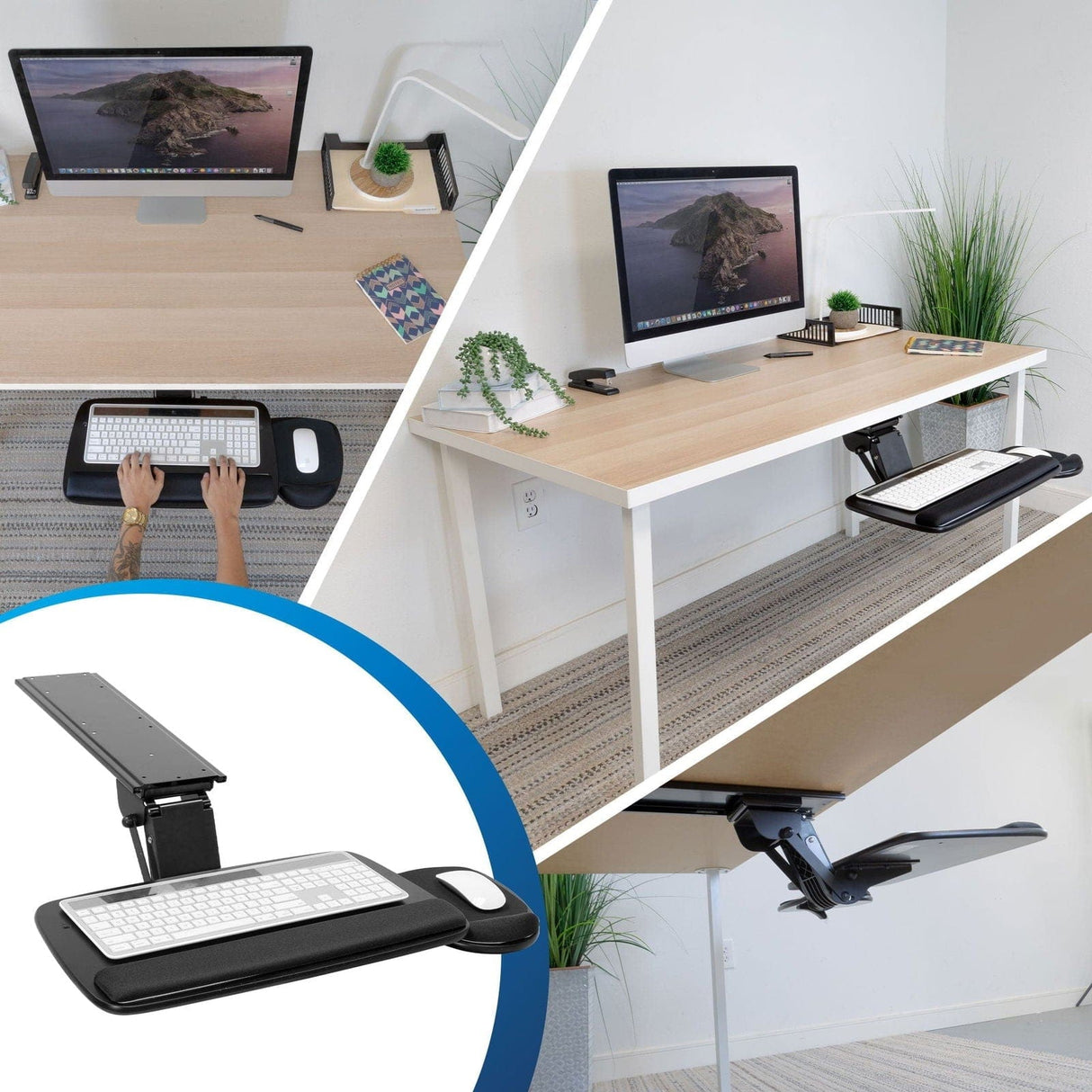 Keyboard Trays/Mounts - Under Desk Keyboard Platform With Wrist Support - Mount-It! -