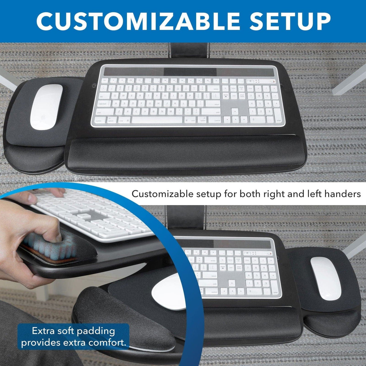 Keyboard Trays/Mounts - Under Desk Keyboard Platform With Wrist Support - Mount-It! -