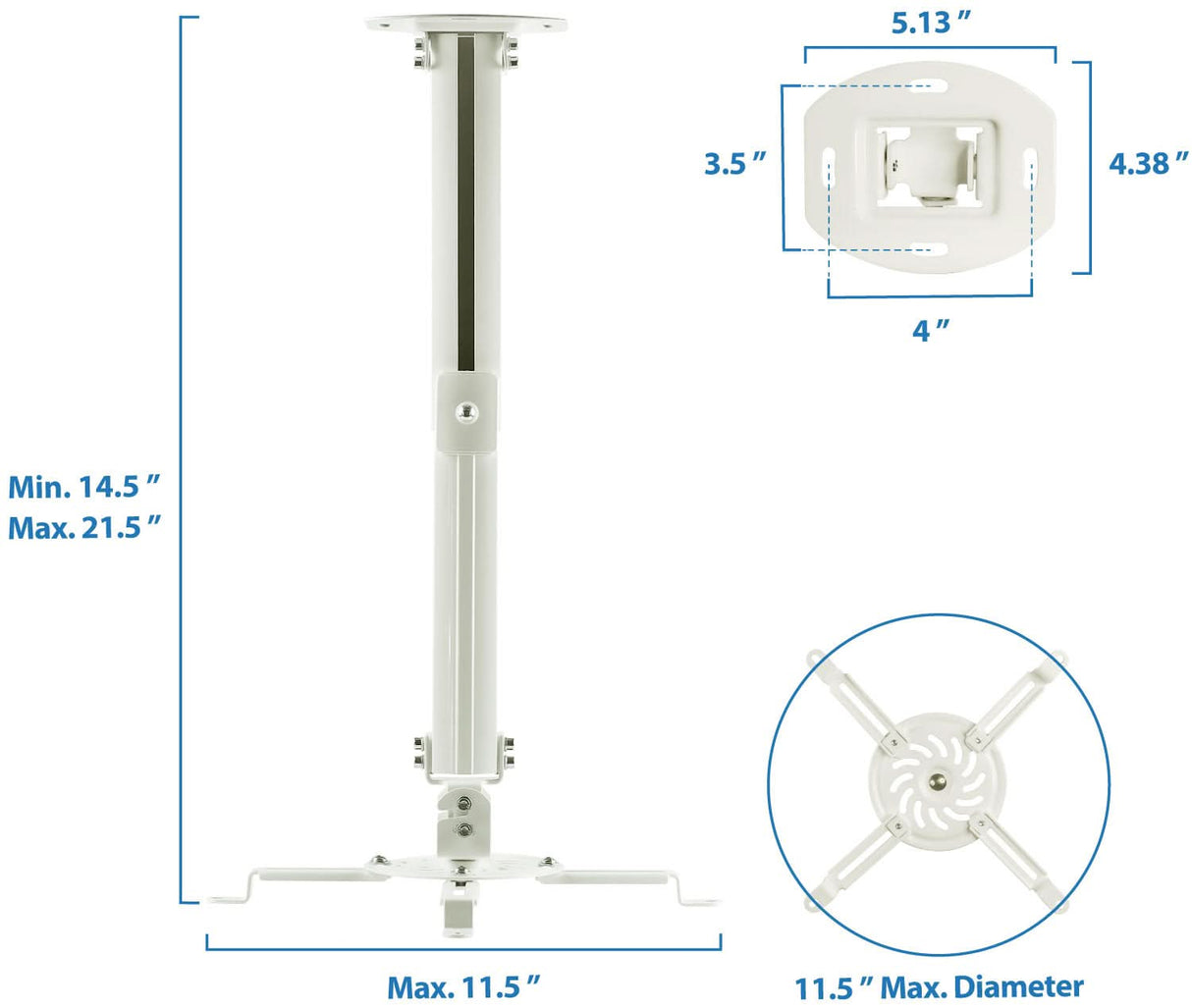 Projector Mount - Universal Projector Ceiling Mount - White - Mount-It! - MI-606B