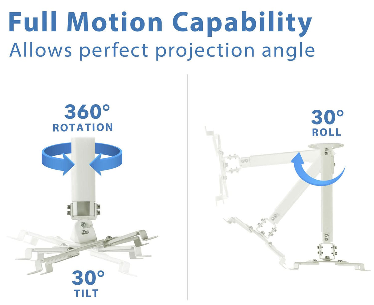 Projector Mount - Universal Projector Ceiling Mount - White - Mount-It! - MI-606B