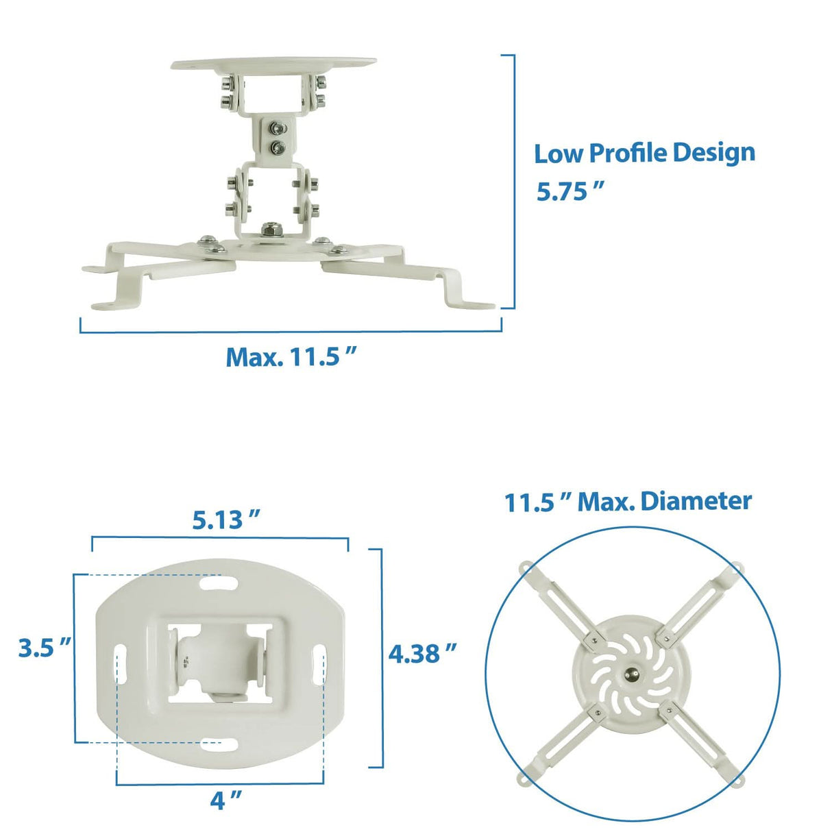 Projector Mount - Universal Projector Ceiling Mount - White - Mount-It! - MI-606S