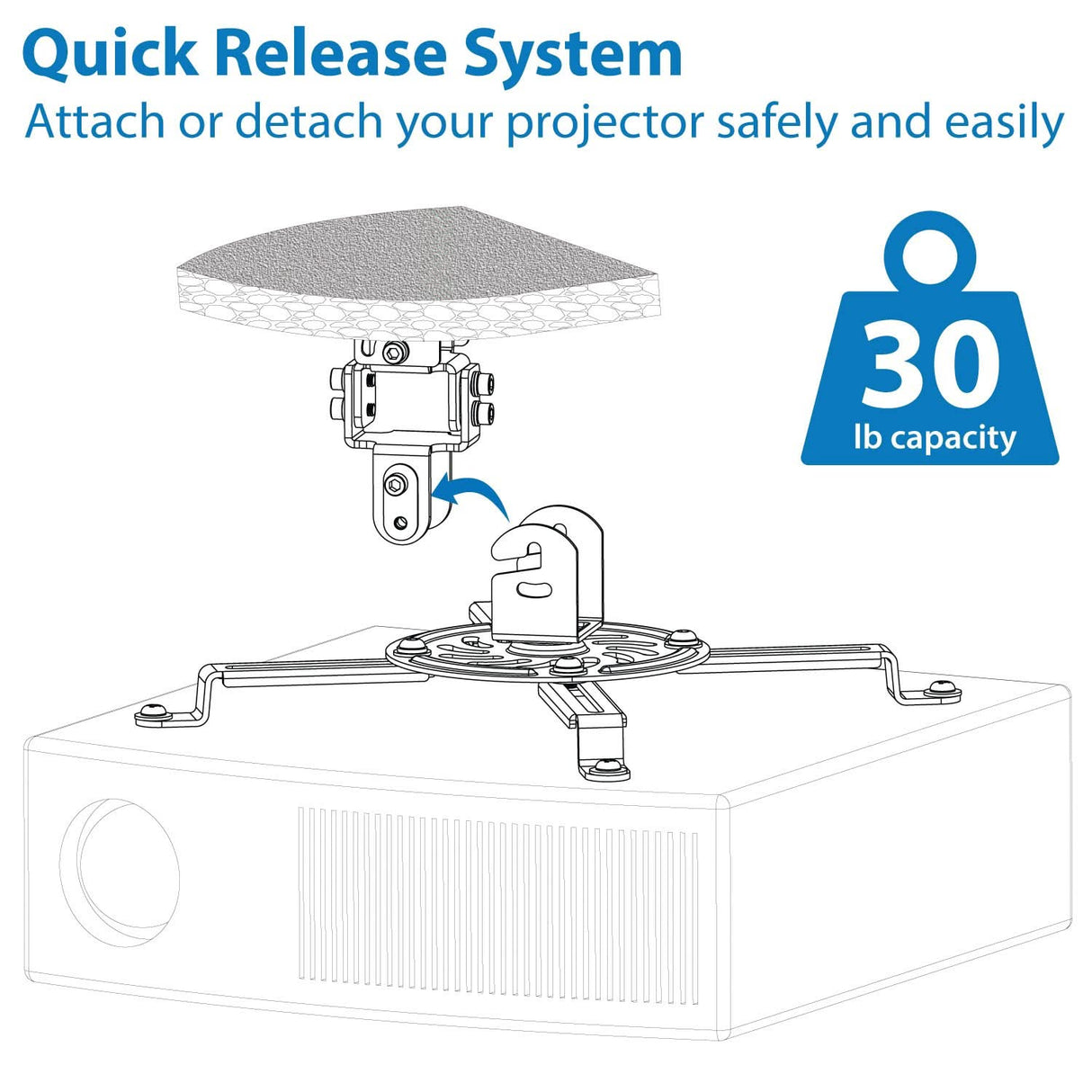 Projector Mount - Universal Projector Ceiling Mount - White - Mount-It! - MI-606S