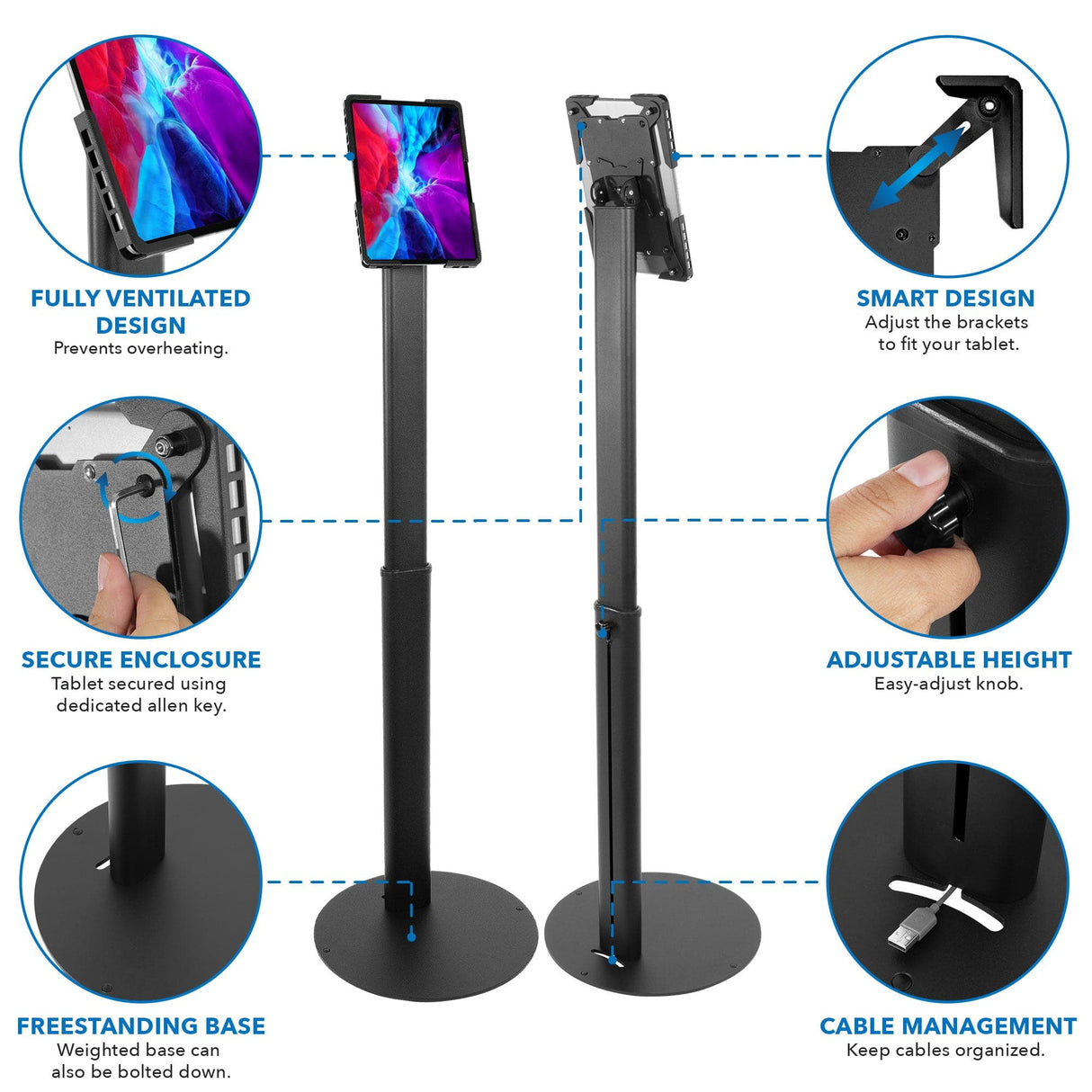 Tablet Stand - Universal Tablet Floor Kiosk - Mount-It! -