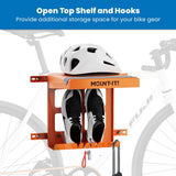 Bicycle Mount - WheelsUp Series Bike Wall Mount with Shelf and Hooks - Mount-It! -