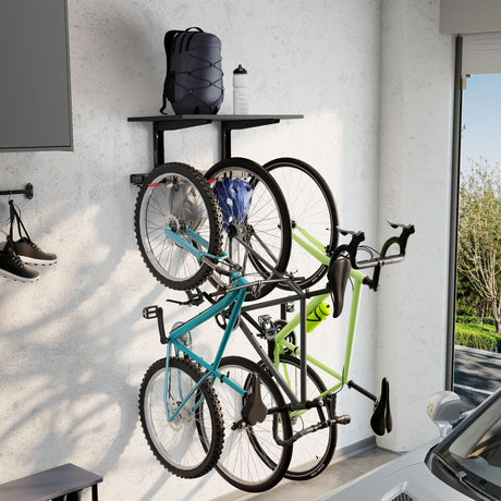 Bicycle Mount - WheelsUp Series Bike Wall Mount with Shelf for 3 Bikes - Mount-It! - MI-9023