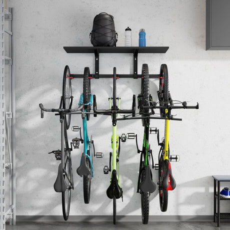 Bicycle Mount - WheelsUp Series Bike Wall Mount with Shelf for 5 Bikes - Mount-It! - MI-9024