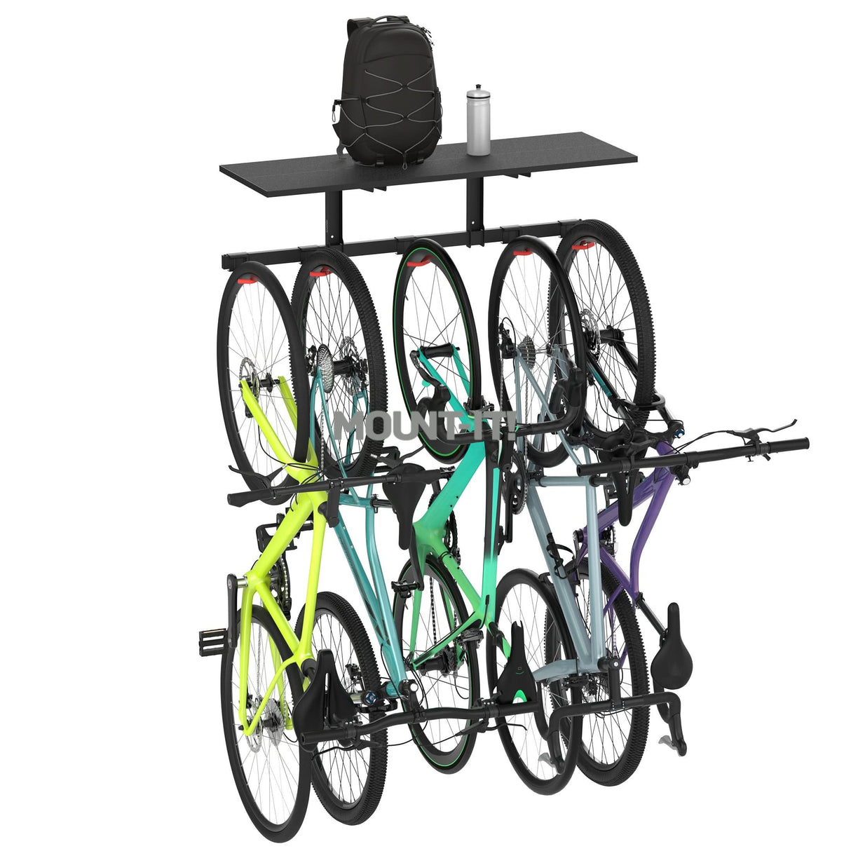 Bicycle Mount - WheelsUp Series Bike Wall Mount with Shelf for 5 Bikes - Mount-It! - MI-9024