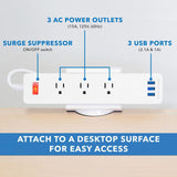 White Cable Management - Desktop Power Strip - Mount-It! - MI-7281