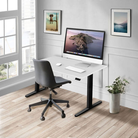 White Standing Desk - Dual Motor Electric Standing Desk with 48" Tabletop - Black Base - Mount-It! - MI-18120