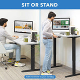 White Standing Desk - Dual Motor Electric Standing Desk with 48" Tabletop - Black Base - Mount-It! - MI-18120