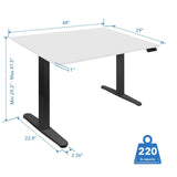 White Standing Desk - Dual Motor Electric Standing Desk with 48" Tabletop - Black Base - Mount-It! - MI-18120