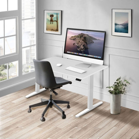 White Standing Desk - Dual Motor Electric Standing Desk with 48" Tabletop - White Base - Mount-It! - MI-18119