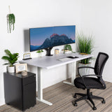 White Standing Desk - Dual Motor Electric Standing Desk with 60" Tabletop - White Base - Mount-It! - MI-18123