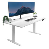 White Standing Desk - Dual Motor Electric Standing Desk with 60" Tabletop - White Base - Mount-It! - MI-18123