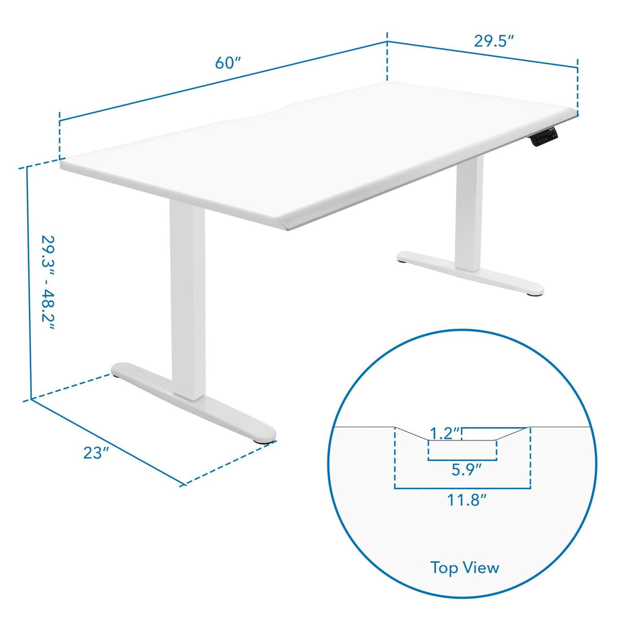 White Standing Desk - Dual Motor Electric Standing Desk with 60" Tabletop - White Base - Mount-It! - MI-18123