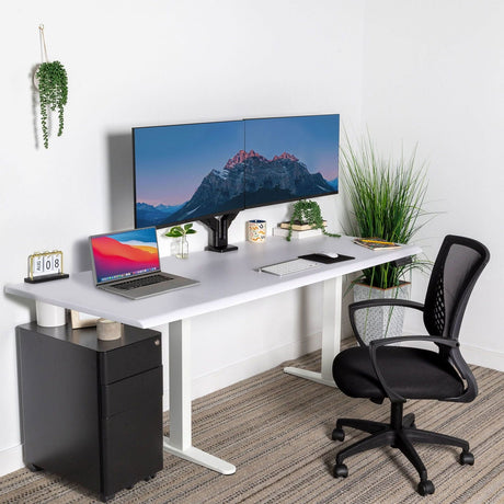 White Standing Desk - Dual Motor Electric Standing Desk with 72" Tabletop - White Base - Mount-It! - MI-18124