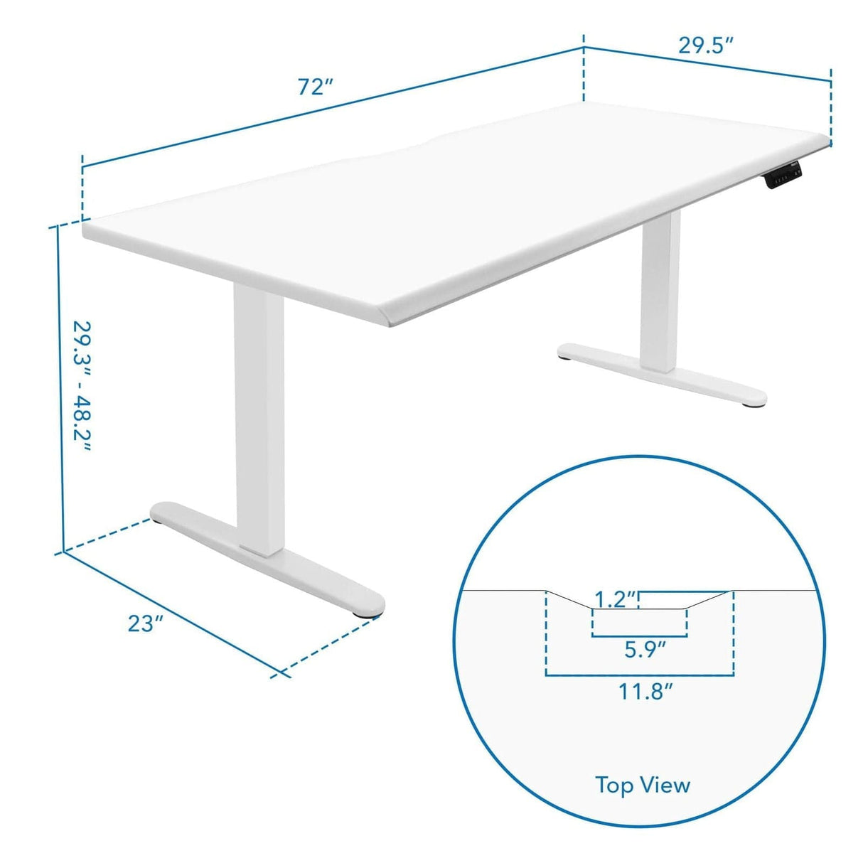 White Standing Desk - Dual Motor Electric Standing Desk with 72" Tabletop - White Base - Mount-It! - MI-18124