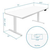 White Standing Desk - Dual Motor Electric Standing Desk with 72" Tabletop - White Base - Mount-It! - MI-18124