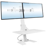 White Desk Converters - Electric Sit-Stand Desk Converter for 2 Monitors - Mount-It! - MI-7952WHT