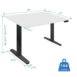 White Standing Desk - Electric Standing Desk with 48" Tabletop - Black Base - Mount-It! - MI-18118