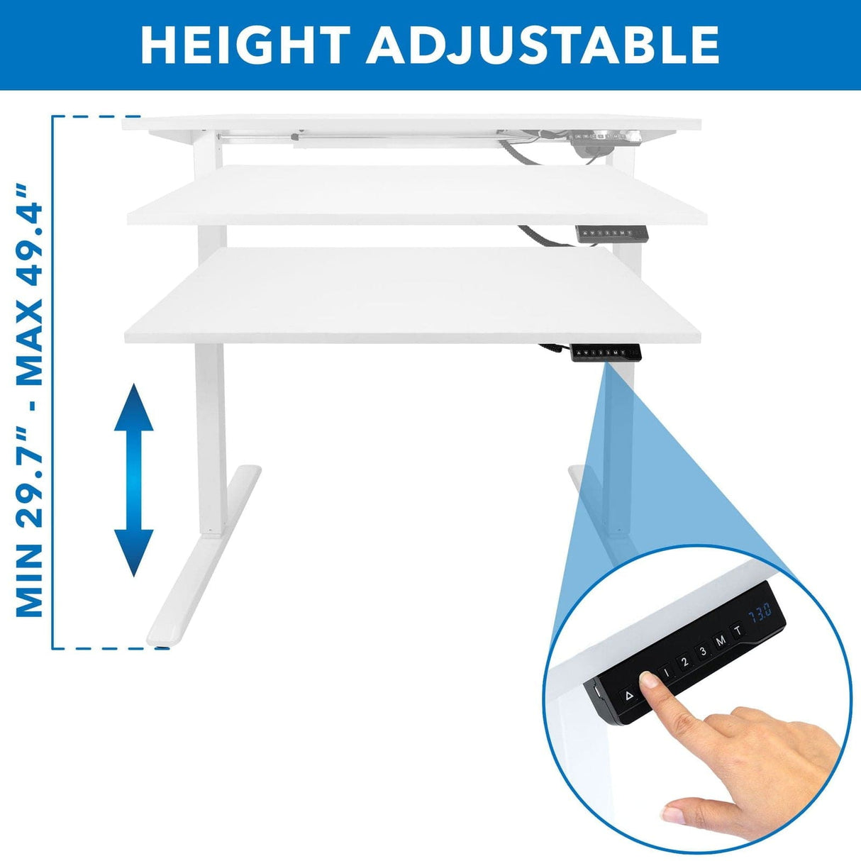 White Standing Desk - Electric Standing Desk with 48" Tabletop - White Base - Mount-It! - MI-18060