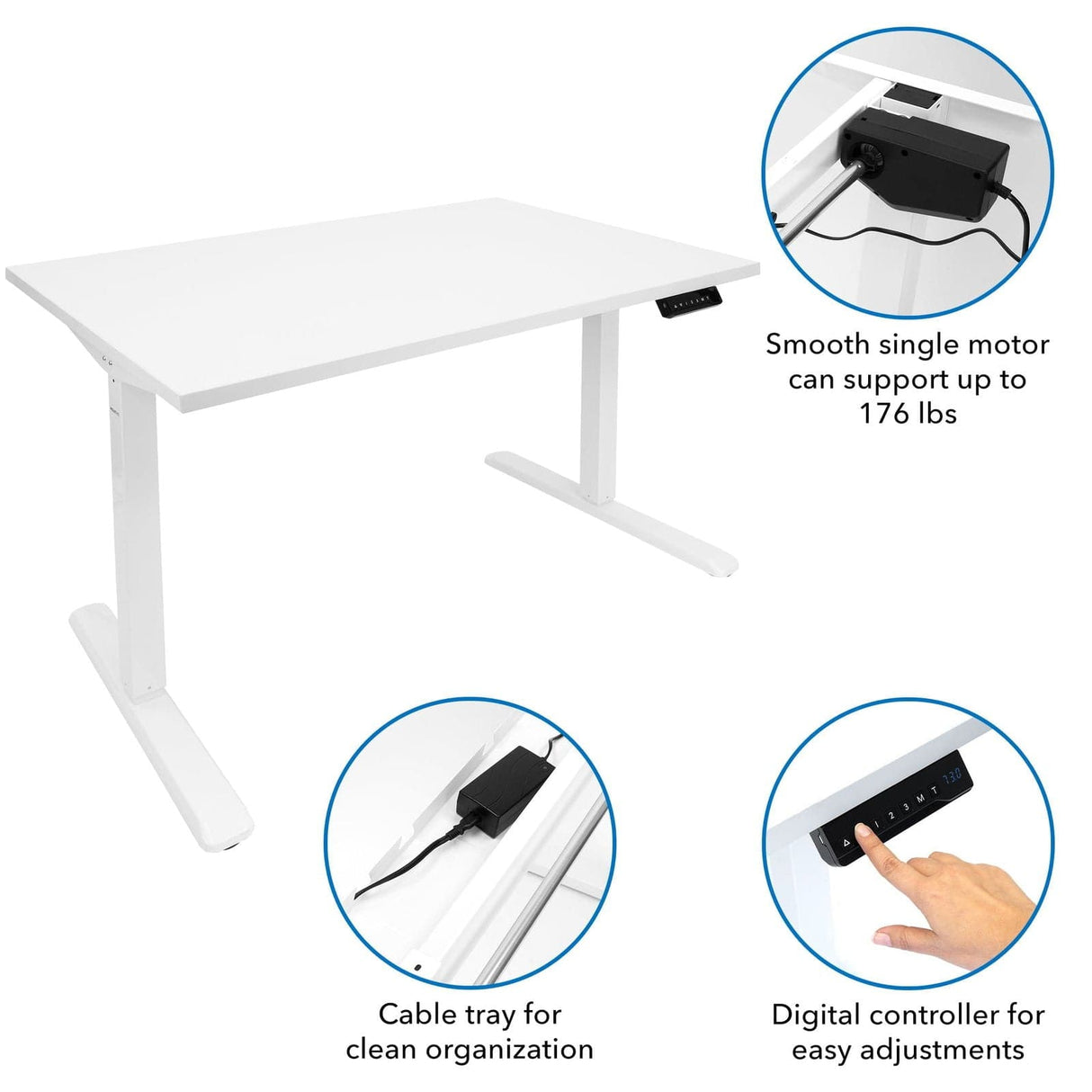 White Standing Desk - Electric Standing Desk with 48" Tabletop - White Base - Mount-It! - MI-18060