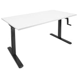 White Standing Desk - Hand Crank Standing Desk with 55" Tabletop - Black Base - Mount-It! - MI-18070