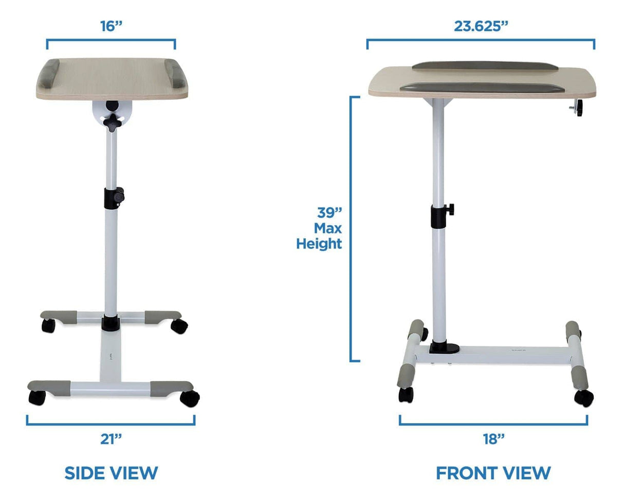 White Mobile Standing Desk - Height Adjustable Rolling Laptop Cart - Mount-It! - MI-7946